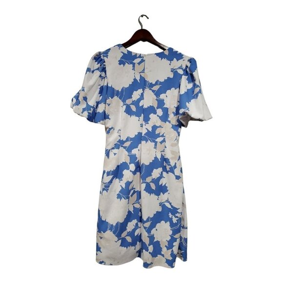 Julia Jordan Women's Floral Print Puff Sleeve Faux Wrap Dress In Blue Size 14 - Picture 10 of 15